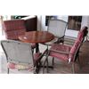 Image 1 : Patio Set - Table Top 27.5" Dia. 29" high, (4) Chairs w/ Cushions