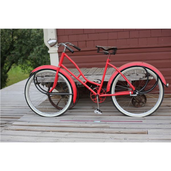 Antique Ladies Bicycle w/Leather Seat & Headlight