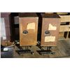 Image 4 : Vintage Acoustic Research Inc. Speakers w/Solid Wood Boxes & Metal Stands on Casters - As Is