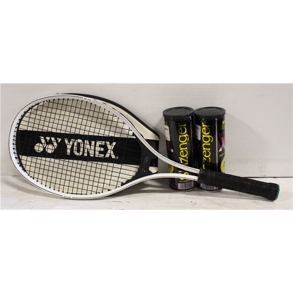 YONEX GRAPHITE 4 1/2 L TENNIS RACKET W/COVER/BALLS
