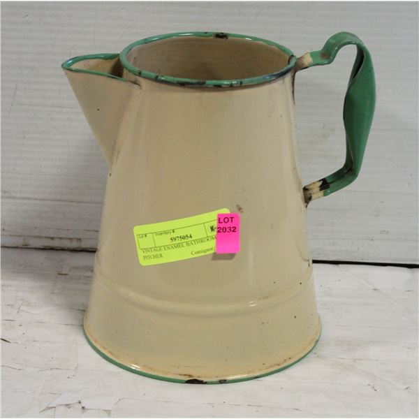 VINTAGE ENAMEL BATHROOM PITCHER