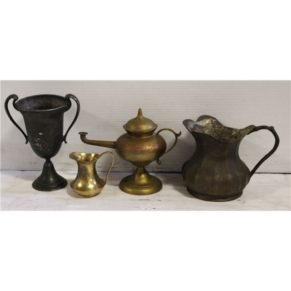 4 BRASS PITCHERS