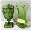Image 1 : SET OF GREEN GLASS VASES