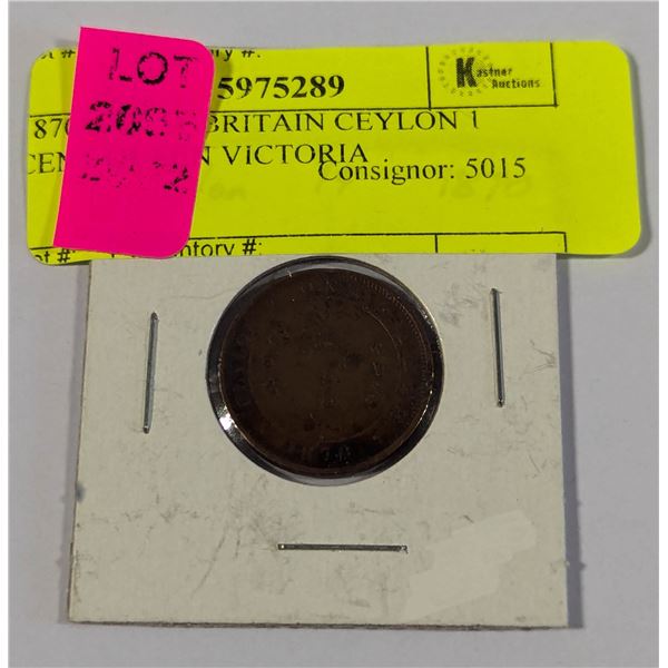 1870 GREAT BRITAIN CEYLON 1 CENT QUEEN VICTORIA