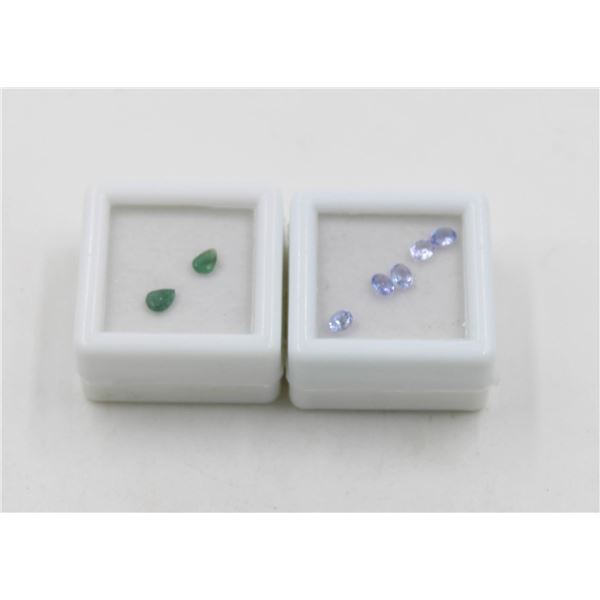 NATURAL EMERALD & TANZANITE FACETED GEMSTONES