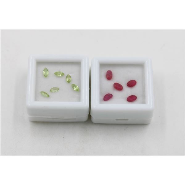 NATURAL RUBY AND PERIDOT FACETED GEMSTONES