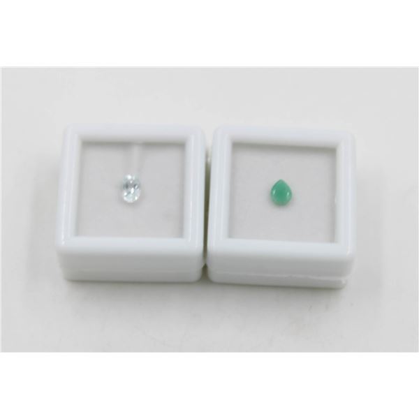 NATURAL EMERALD & AQUAMARINE FACETED GEMSTONES