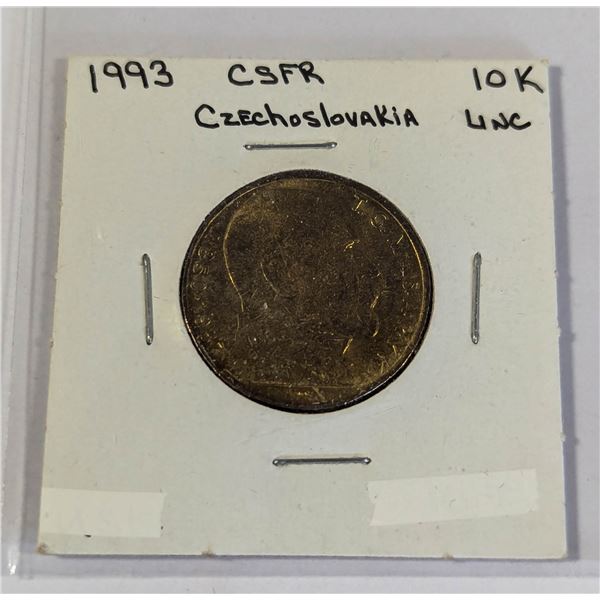 1993 CZECHOSLOVAKIA 10K COIN, UNCIRCULATED