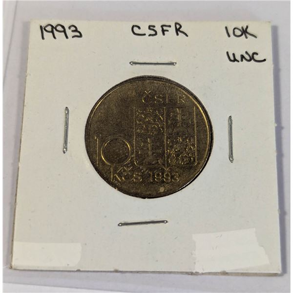 1993 CZECHOSLOVAKIA 10K COIN, UNCIRCULATED