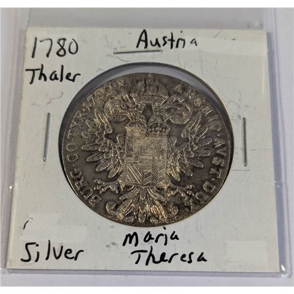1780 SILVER AUSTRIA MARIA THERESA THALER COIN
