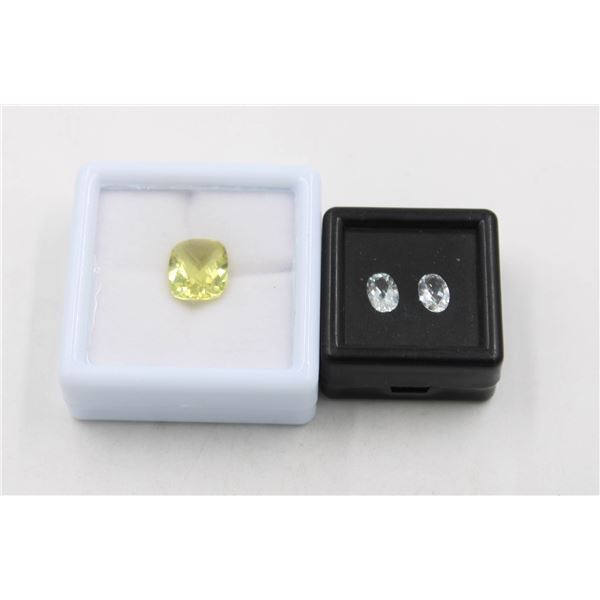 #251- UNHEATED LEMON QZ 4.51CT  & WHITE TOPAZ  1.8