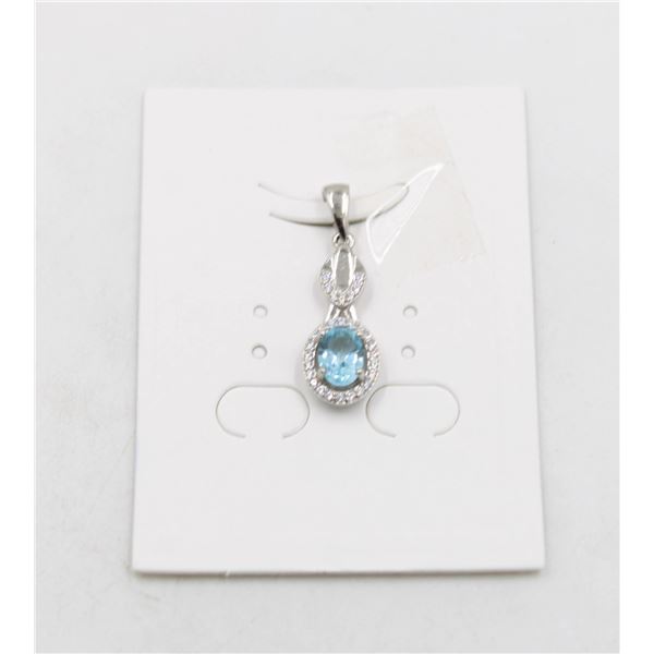 #14-SKY BLUE TOPAZ & CZ GEMSTONE PENDANT