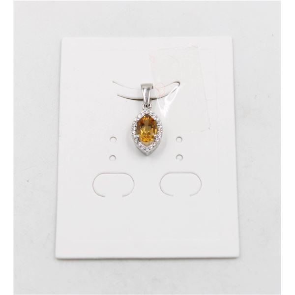 #52-UNHEATED CITRINE  & CZ GEMSTONE PENDANT
