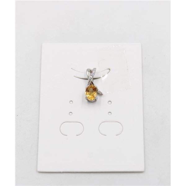 #46-UNHEATED CITRINE  & CZ GEMSTONE PENDANT
