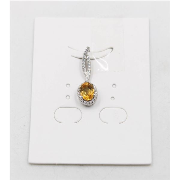 #55-UNHEATED CITRINE  & CZ GEMSTONE PENDANT