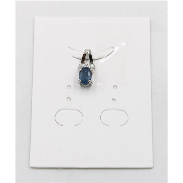#26-HEATED BLUE SAPPHIRE  & CZ GEMSTONE PENDANT