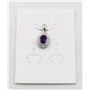 Image 1 : #84-UNHEATED  AMETHYST & CZ GEMSTONE PENDANT