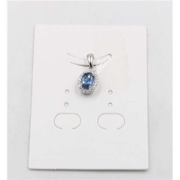#30-HEATED BLUE SAPPHIRE  & CZ GEMSTONE PENDANT