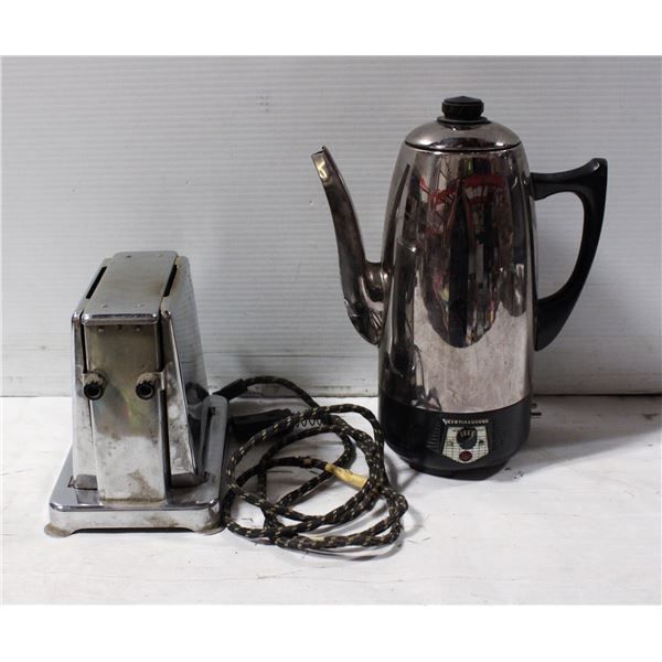 VINTAGE ELECTRIC TOASTER AND COFFEE POT