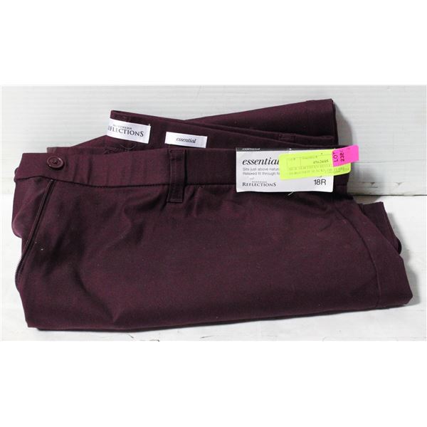 NEW NORTHERN REFLECTION BURGUNDY SLACKS 18R FLARE
