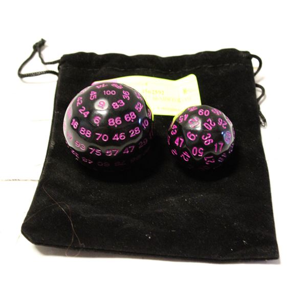 DICE 100 SIDED + 60 SIDED WITH BAG