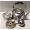 Image 1 : VINTAGE METAL TEA POT WITH ACCESSORIES