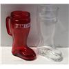 Image 1 : 2 BOOT BEER MUGS ONE RED I AM CANADIAN