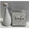 Image 1 : NEW CERAMIC KITTY CAT WITH TEACHER WALL ART