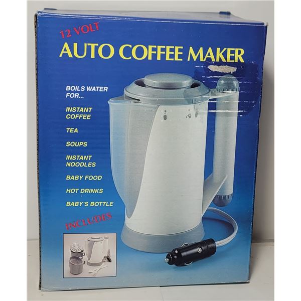 1)  NEW, IN ORIGINAL BOX, 12 VOLT AUTO COFFEE MAKE
