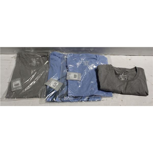 4 NEW UNISEX T-SHIRTS - 2 GREY AND 2 BLUE -