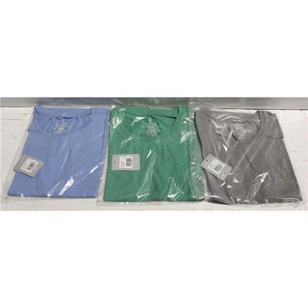 3 NEW UNISEX T-SHIRTS - BLUE GREEN & GREY -