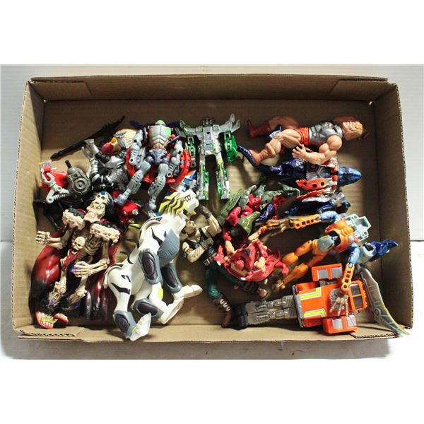 FLAT OF 80'S 90'S HE-MAN & TRANSFORMERS TOYS
