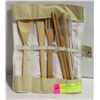 Image 1 : NEW WOODEN UTENSIL TRAVEL SET IN POUCH - FORK,