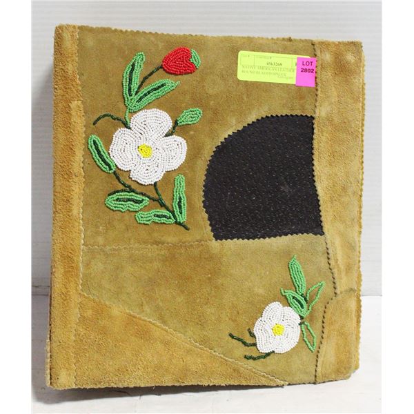 NATIVE AMERICAN LEATHER BOUND BEADED BINDER