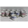 Image 1 : PINK AND BLUE PORCELAIN TEA CUPS WITH PEWTER