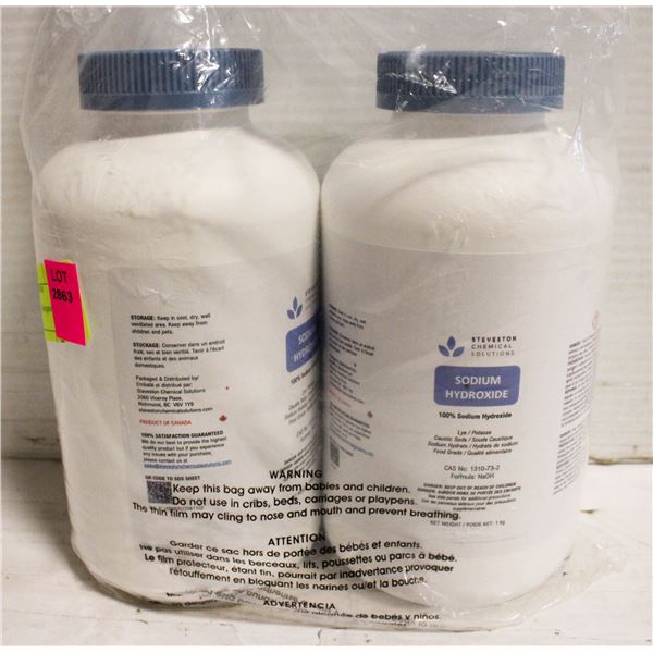 2 BOTTLES (1KG) SODIUM HYDOXIDE