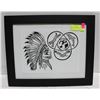 Image 1 : NATIVE AMERICAN FRAMED ARTWORK 17" X 14"