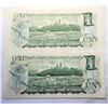 Image 2 : 30)  LOT OF 2 CANADIAN $1.00 BANK NOTES, CRISP