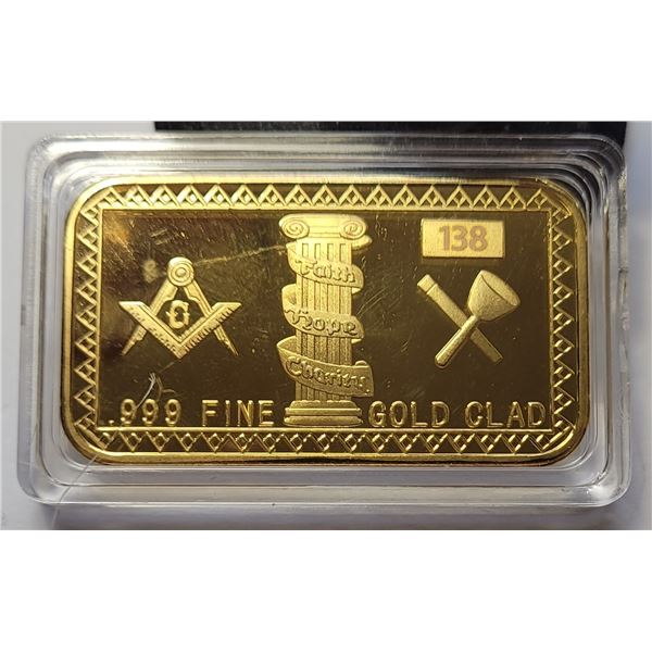 25) ENCAPSULATED MASONIC FREEMASON GOLD PLATED