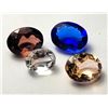 Image 1 : 18)  LOT OF 4 LAB CREATED TOPAZ GEMSTONES, 36.5 CT