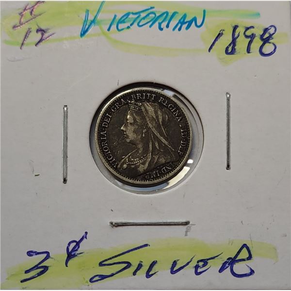 29)  VICTORIAN "WIDOW'S HEAD" BRITISH 1898 3 PEN