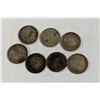 Image 2 : x7 VARIOUS OLD SILVER CANADA 5 CENTS COINS