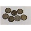 Image 1 : x7 VARIOUS OLD SILVER CANADA 5 CENTS COINS