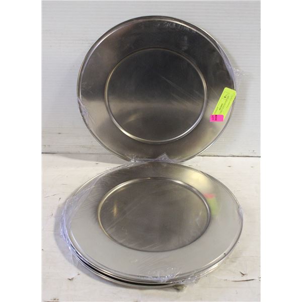 SET OF 5 LARGE ROUND PEWTER PLATES