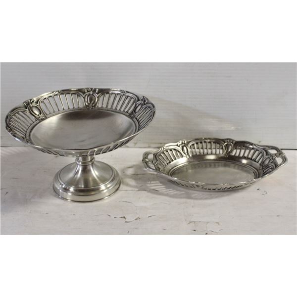 NEW PEDESTAL WITH MATCHING SERVING DISH - PEWTER