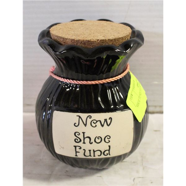 SHOE FUND JAR WITH CORK LID