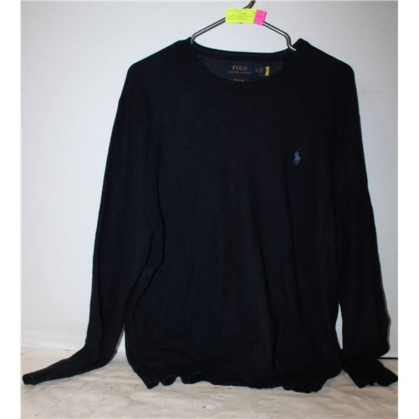RALPH LAUREN MESH-KNIT COTTON CREWNECK SWEATER