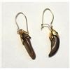Image 1 : 16)  HORN SHAPED NATURAL TIGER'S EYE DROP EARRINGS