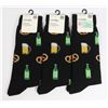 THREE NEW PAIRS OF BEER AND PRETZEL THEME MENS