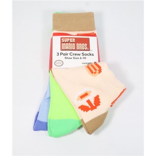 NEW 3PAIR PACK OF SUPER MARIO BROS. ADULT SOCKS